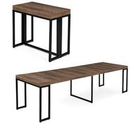 IDMarket Table console extensible TORONTO 10 personnes 235 cm bois foncé design industriel