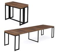 IDMarket - Table Console Extensible Toronto 14 Personnes 300 cm Bois foncé Design Industriel