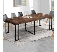 IDMarket - Table Console Extensible Toronto 14 Personnes 300 cm Bois foncé Design Industriel
