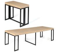 IDMarket - Table console extensible TORONTO 14 personnes 300 cm | Coloris bois façon hêtre et noir