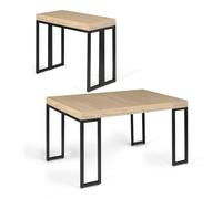 IDMarket - Table console extensible TORONTO 6 personnes 140 cm | Coloris bois façon hêtre et noir