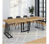 IDMARKET Table console extensible YUNA 10 personnes 235 cm plateau bois et pied filaire en métal noir