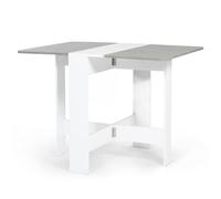 IDMarket - Table Console Pliable EDI 2-4 Personnes Blanche Plateau Effet béton 103 x 76 cm