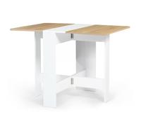 IDMarket - Table Console Pliable EDI 2-4 Personnes 103 x 76 cm | Avec plateau façon hêtre et bois blanc
