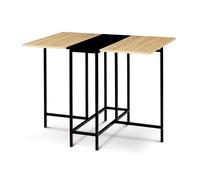 IDMarket - Table Console Pliable EDI 2-4 Personnes façon hêtre et Noir Design Industriel 103 x 76 cm