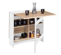 IDMarket Table console pliante Edi 2-6 personnes double rangement bois blanc plateau façon hêtre