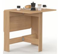 IDMarket - Table Console Pliable Juliette 2-4 Personnes Lattes tasseaux de Bois Coloris chêne 103 x 76 cm