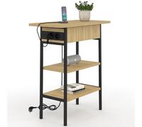 IDMarket Table d'appoint Detroit – chevet avec multiprise, design industriel