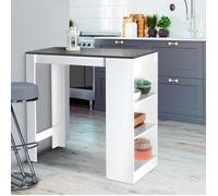 IDMarket – Table de bar Barth – 2 à 4 personnes – Bois blanc, plateau gris