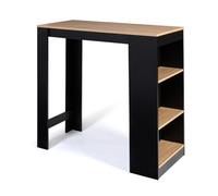 IDMarket Table de bar BARTH 2 à 4 personnes bois noir plateau imitation hêtre