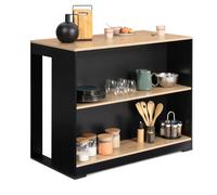 IDMarket - Table de Bar îlot Juno Bois Noir et Plateau façon hêtre