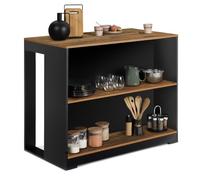 IDMarket - Table de Bar îlot Juno Bois Noir et Plateau foncé Hawkins