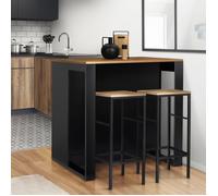 IDMarket – Table de bar îlot Juno – Bois noir et plateau foncé Hawkins – Beige G