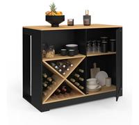 IDMarket - Table de bar îlot VITO 113 cm avec range-bouteilles | Coloris bois noir et plateau façon hêtre