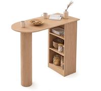 IDMarket - Table de Bar Juliette 2 à 4 Personnes Effet Lattes tasseau Bois
