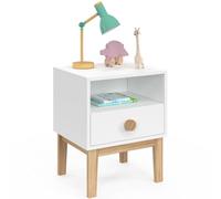 IDMARKET Table de chevet enfant JACOB 1 tiroir + 1 niche blanc et bois