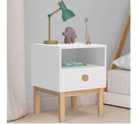 IDMARKET Table de chevet enfant JACOB 1 tiroir + 1 niche blanc et bois