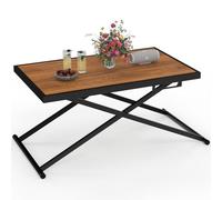 IDMarket - Table de Jardin à Hauteur réglable 3 Positions Olie 100 cm en métal Noir et Plateau Bois