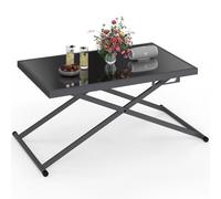 IDMarket - Table de Jardin relevable rectangulaire 100 cm Olie | En métal gris anthracite et plateau verre gris