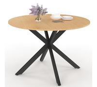 IDMarket - Table de Jardin Ronde Messina 120 cm 6 Personnes Pied araignée Plateau métal Effet Bois