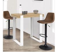 IDMarket – Table haute de bar Phoenix bois et blanc 90 cm