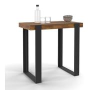 IDMarket - Table haute de bar PHOENIX bois foncé effet vieilli et noir 90 cm