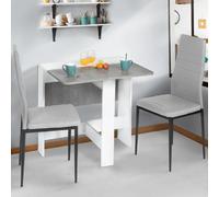 IDMarket - Table Console Pliable EDI 2-4 Personnes Blanche Plateau Effet béton 103 x 76 cm