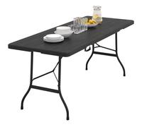 IDMarket - Table Pliante d'appoint Portable 180 cm Imitation Bois Noir | Pour camping ou réception