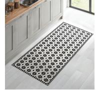 IDMARKET Tapis en vinyle effet mosaïque noir et blanc 66 x 160 cm