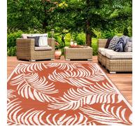 IDMarket – Tapis extérieur Coco Tropical Terracotta et Blanc 270 x 470 cm