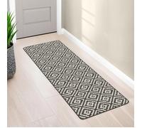 IDMarket – Tapis intérieur d'entrée et de couloir CARAIBA gris et blanc 60 x 180 cm