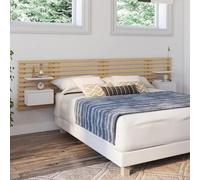IDMarket - Tête de lit suspendue AVA 240 cm lattes, chevets+tiroir, bois clair/blanc