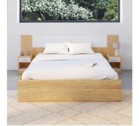 IDMARKET Tête de lit sur pied avec chevets modulables SAPA pour lit 140, 160 ou 180 cm bois et blanc