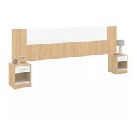 IDMarket - Tête de lit sur Pied avec chevets modulables SAPA pour lit 140, 160 ou 180 cm Bois et Blanc