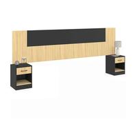 IDMARKET Tête de lit sur pied avec chevets modulables SAPA pour lit 140, 160 ou 180 cm bois et noir