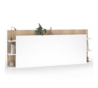 IDMarket - Tête de lit sur Pied CIRI pour lit 140 et 160 cm avec rangements Blanc et Bois