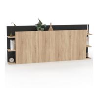 IDMarket - Tête de lit sur pied CIRI pour lit 140 et 160 cm bois et noir | Avec rangements