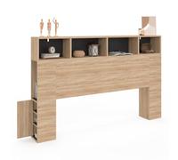 IDMarket - Tête de lit sur Pied Cleo 165 cm avec rangements fermés et niches façon hêtre et Noir