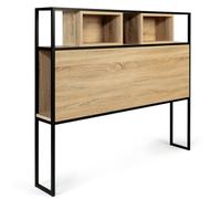IDMarket - Tête de lit sur Pied Detroit 145 cm Bois et métal Noir Design Industriel