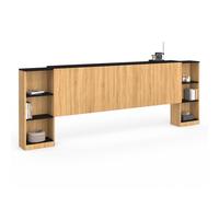 IDMarket - Tête de lit sur Pied Extensible avec chevets coulissants CATBA pour lit 140 et 160 cm façon Bois et Noir