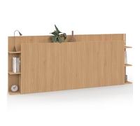 IDMarket - Tête de lit sur Pied Juliette pour lit 140 et 160 cm avec rangements Effet Lattes tasseau Bois