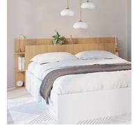 IDMARKET Tête de lit sur pied JULIETTE pour lit 140 et 160 cm avec rangements effet lattes tasseau bois