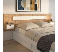 IDMarket - Tête de lit Suspendue avec chevets Santa pour lit 140, 160 et 180 cm Bois et Blanc