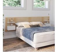 IDMarket - Tête de lit suspendue AVA 240 cm lattes, chevets+tiroir, bois clair/blanc