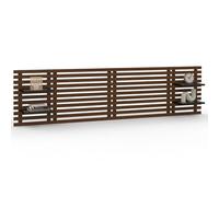IDMarket - Tête de lit Suspendue en Lattes AVA 240 cm Bois Vieilli et étagères Noires