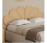 IDMARKET Tête de lit suspendue IVY 160 cm effet rotin et cannage en forme de fleur