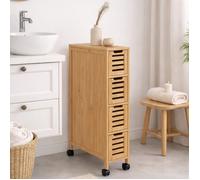 IDMARKET Tour de rangement 4 tiroirs bambou BEA sur roulettes colonne gain de place