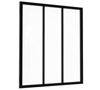 IDMarket - Verrière Atelier 3 vitrages L. 93 x H. 108 cm en métal Noir et Verre trempé