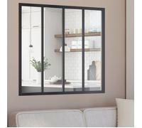 IDMARKET Verrière atelier 4 vitrages L. 116 x H.108 cm en métal noir et verre trempé