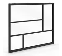 IDMarket - Verrière Atelier géométrique L. 93 x H. 108 cm en métal Noir et Verre trempé